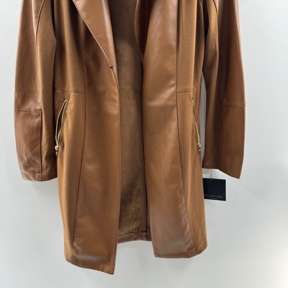 🧸 Marc New York Andrew Marc Brown Coat Size Small NWT with Front Zippers - Picture 3 of 7